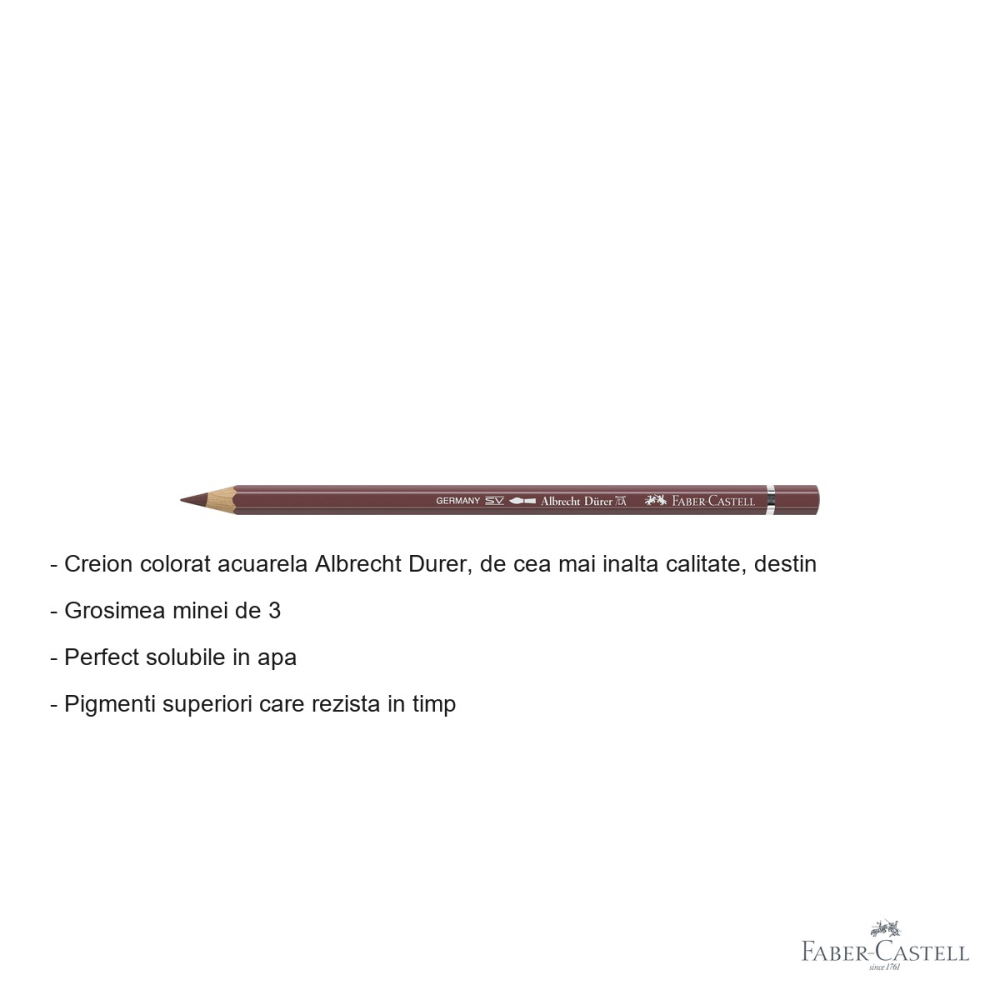 Creion colorat acuarela Faber-Castell Albrecht Durer 169 maro roscat, mina 3.8mm, pentru artisti [2]