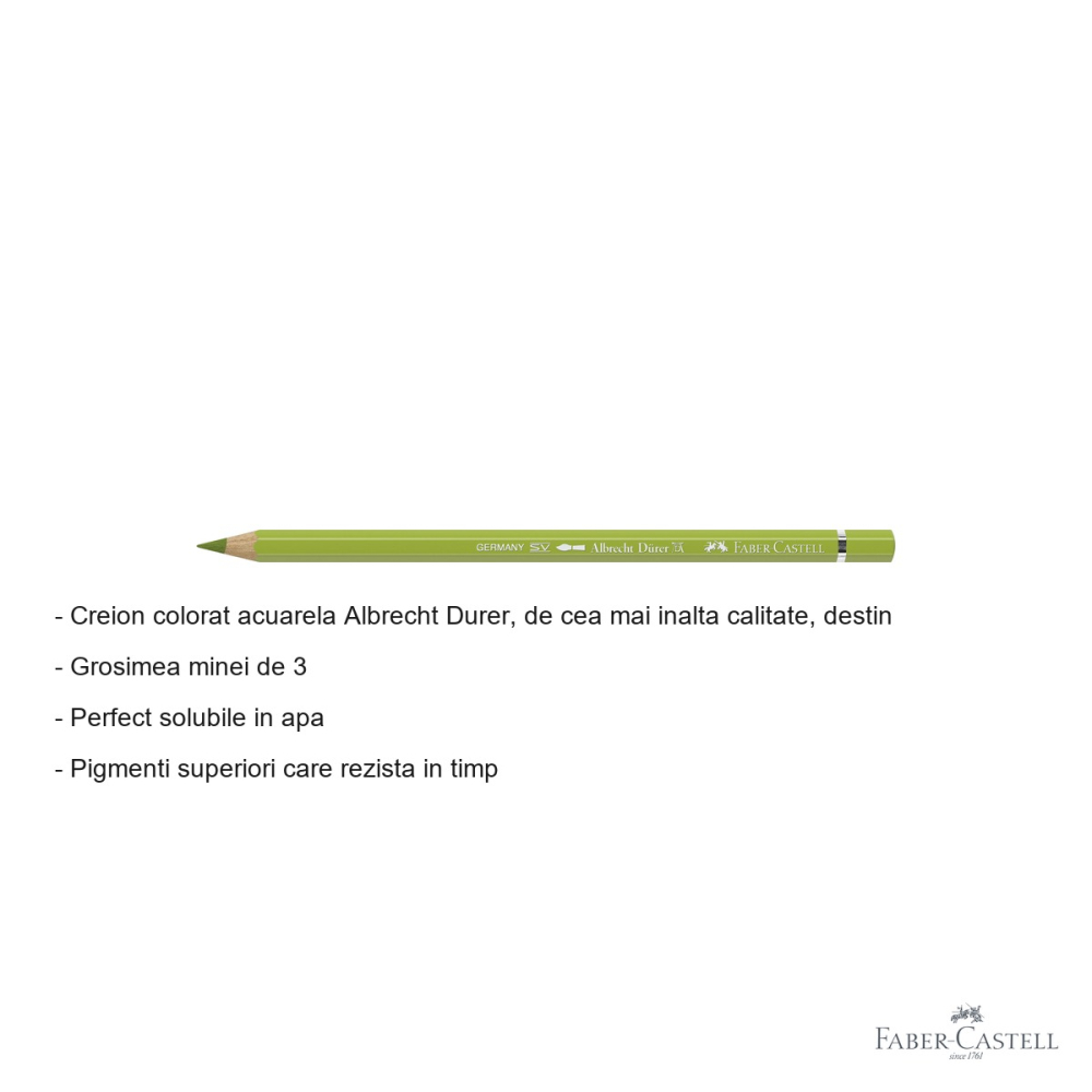 Creion colorat acuarela Faber-Castell Albrecht Durer 170 verde crud, mina 3.8mm, pentru artisti [2]