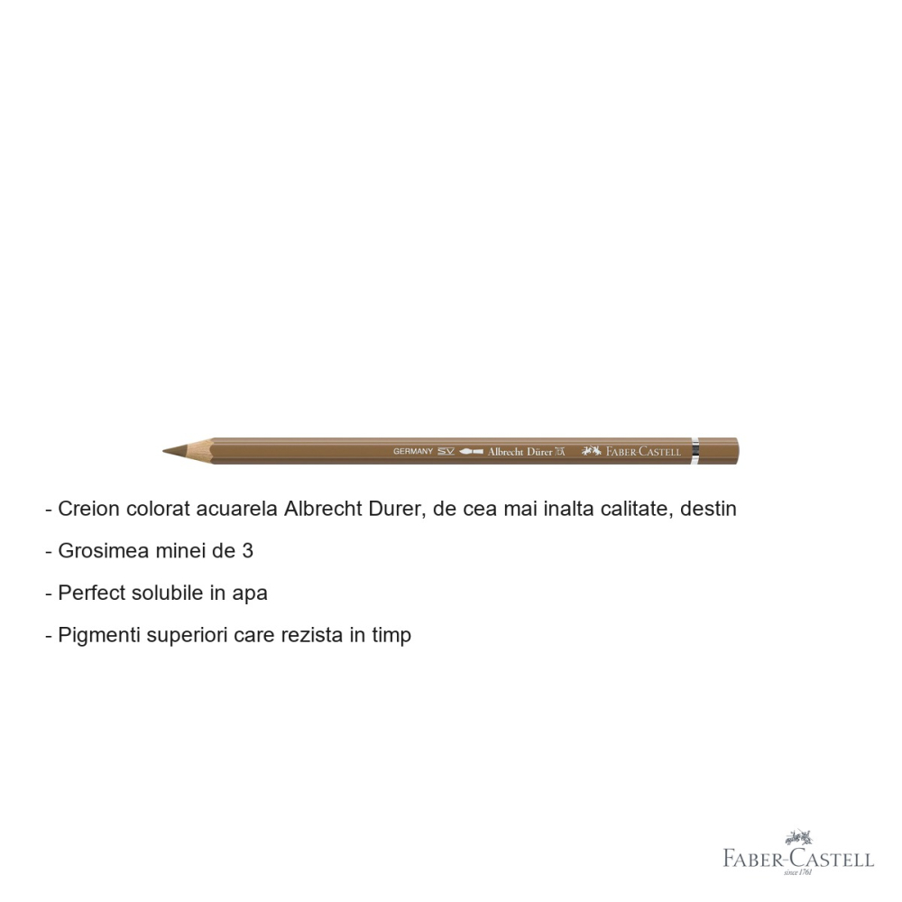 Creion colorat acuarela Faber-Castell Albrecht Durer 180 maro umbra, mina 3.8mm, pentru artisti [2]