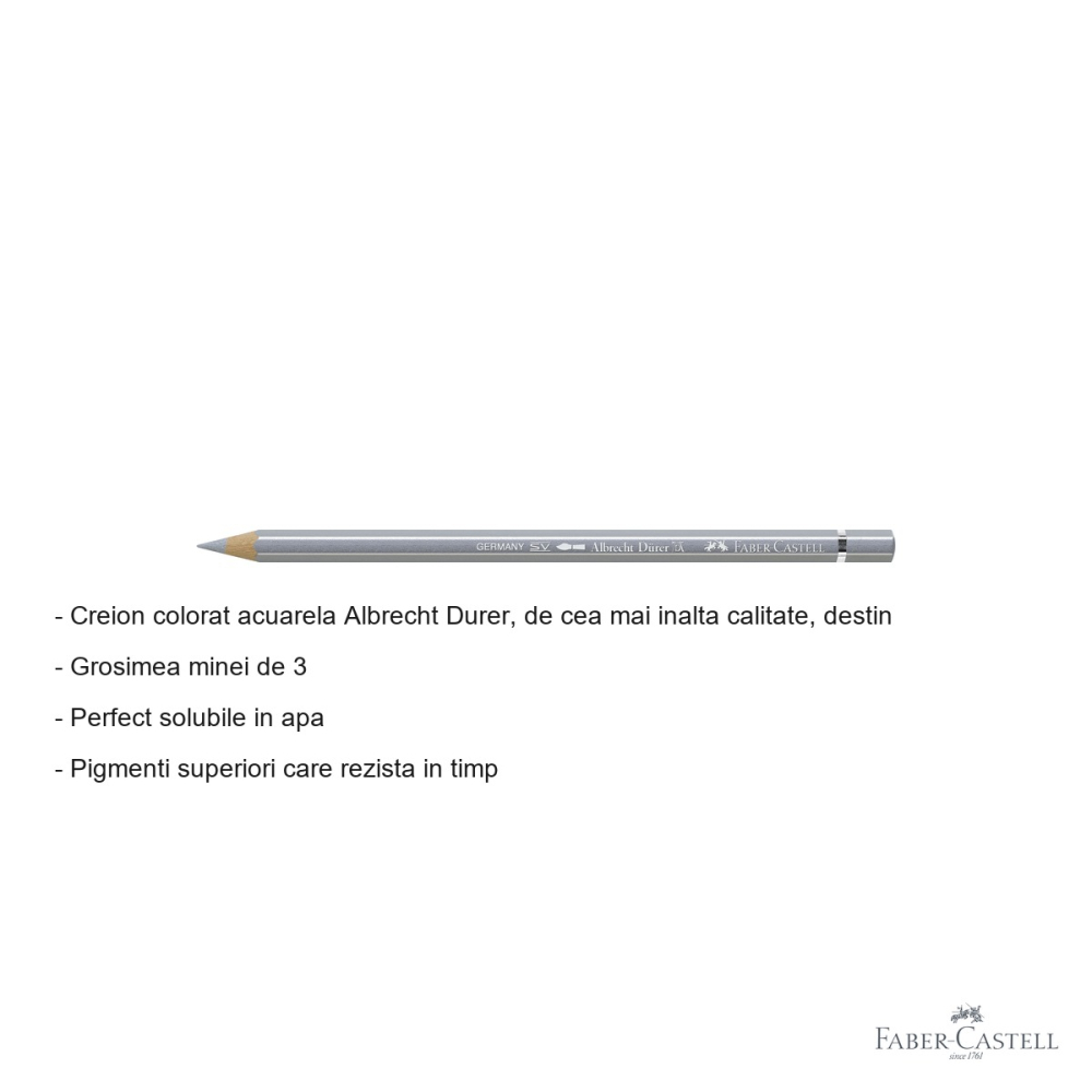 Creion colorat acuarela Faber-Castell Albrecht Durer 251 argintiu, mina 3.8mm, pentru artisti profesionisti [2]