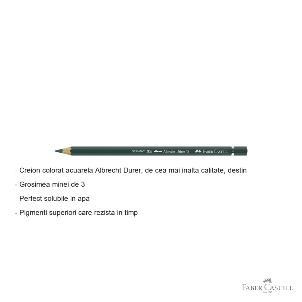 Creion colorat acuarela Faber-Castell Albrecht Durer 267 verde pin, mina 3.8mm, pentru artisti [2]