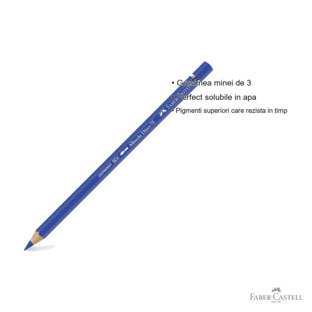 Creion colorat acuarela Faber-Castell Albrecht Durer albastru cobalt 143, mina 3.8mm, pentru artisti [3]