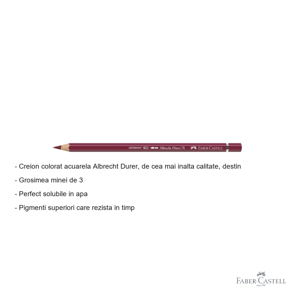 Creion colorat acuarela Faber-Castell Albrecht Durer caramiziu ARS 193, mina 3.8mm, pentru artisti [2]
