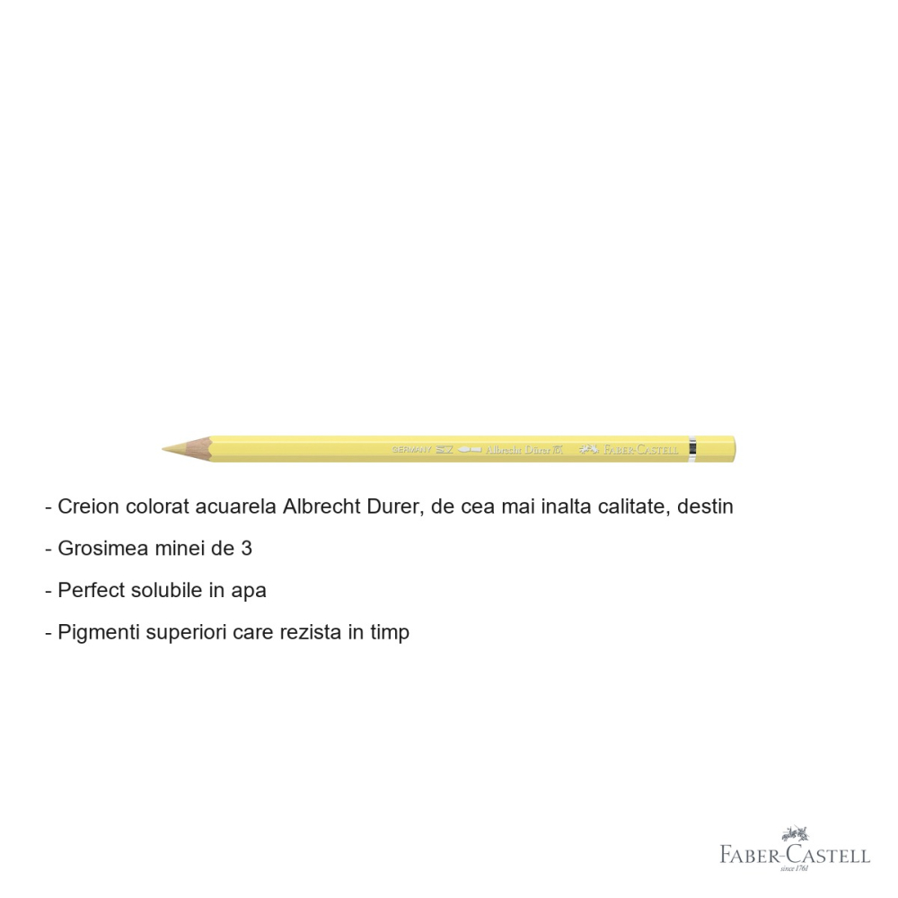 Creion colorat acuarela Faber-Castell Albrecht Durer crem 102, mina 3.8mm, pentru artisti [2]