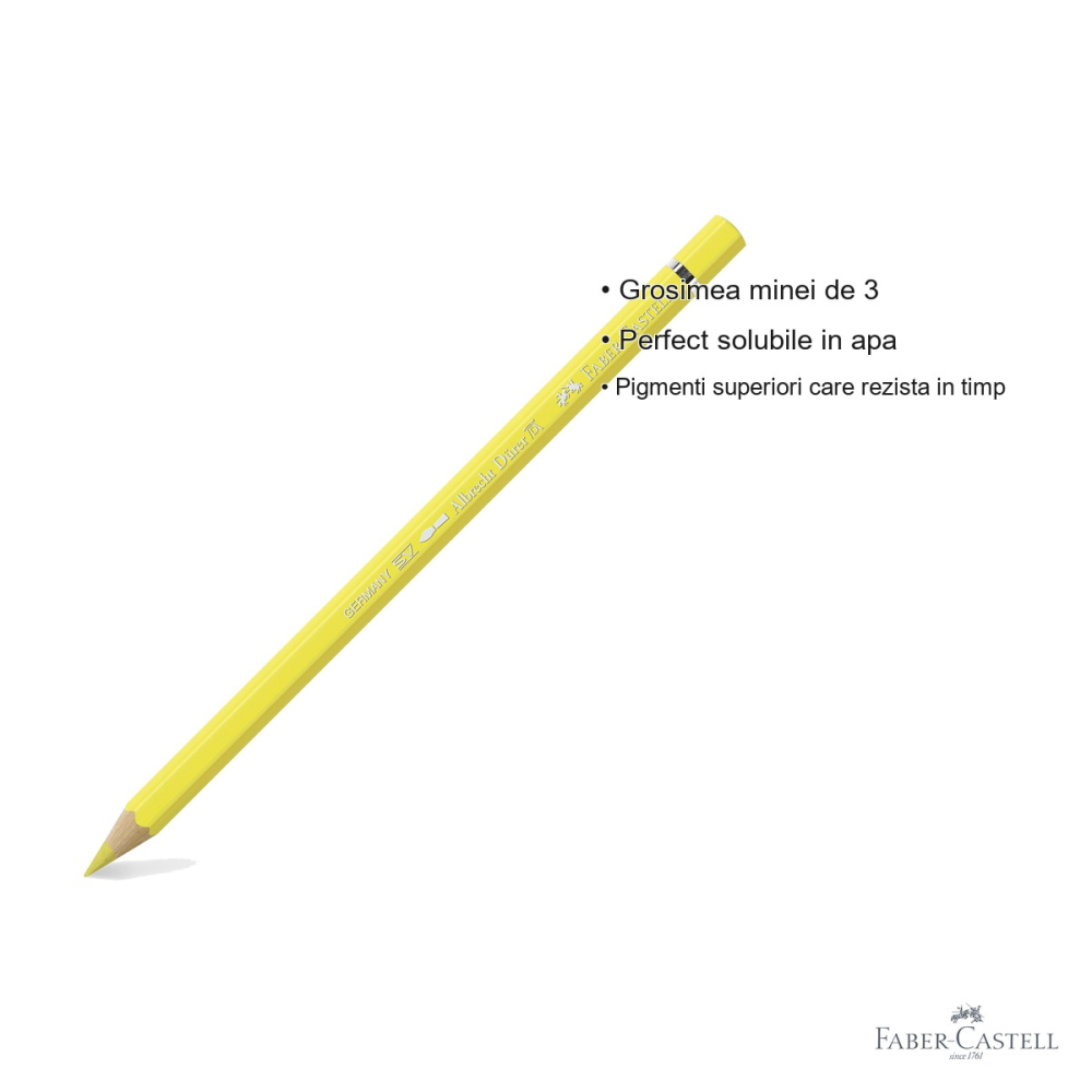 Creion colorat acuarela Faber-Castell Albrecht Durer galben deschis 105, mina 3.8mm, pentru artisti [3]