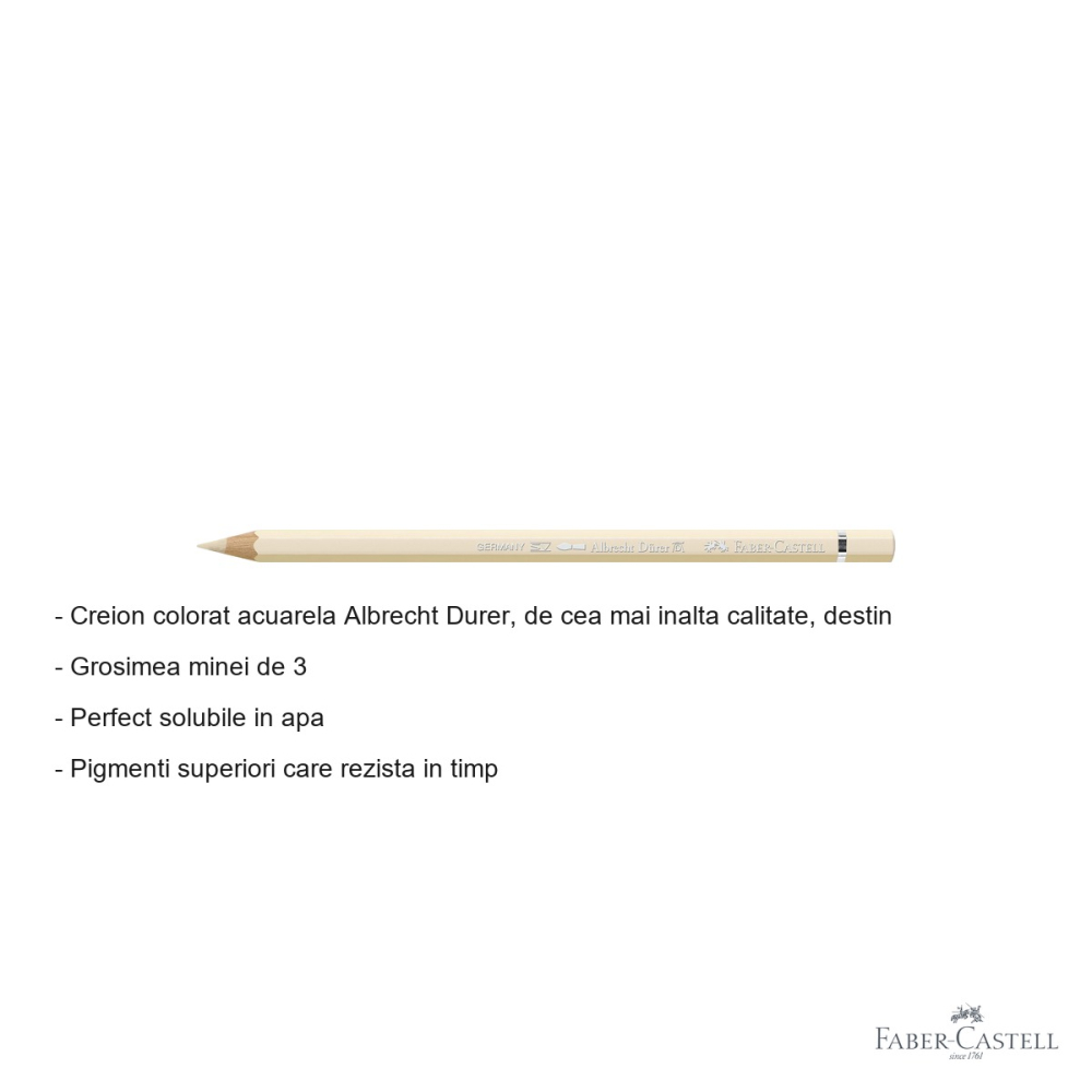 Creion colorat acuarela Faber-Castell Albrecht Durer Ivory 103, mina 3.8mm, pentru artisti [2]