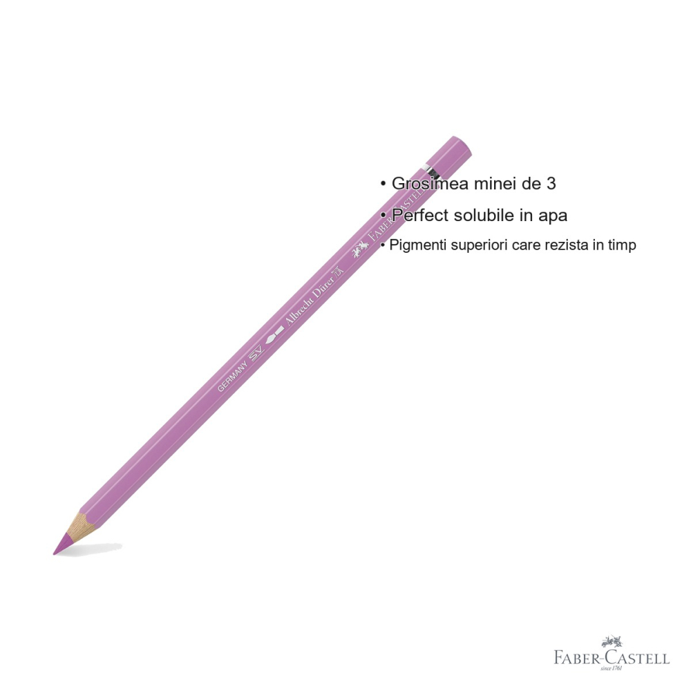 Creion colorat acuarela Faber-Castell Albrecht Durer, magenta deschis 119, mina 3.8mm, pentru artisti [3]