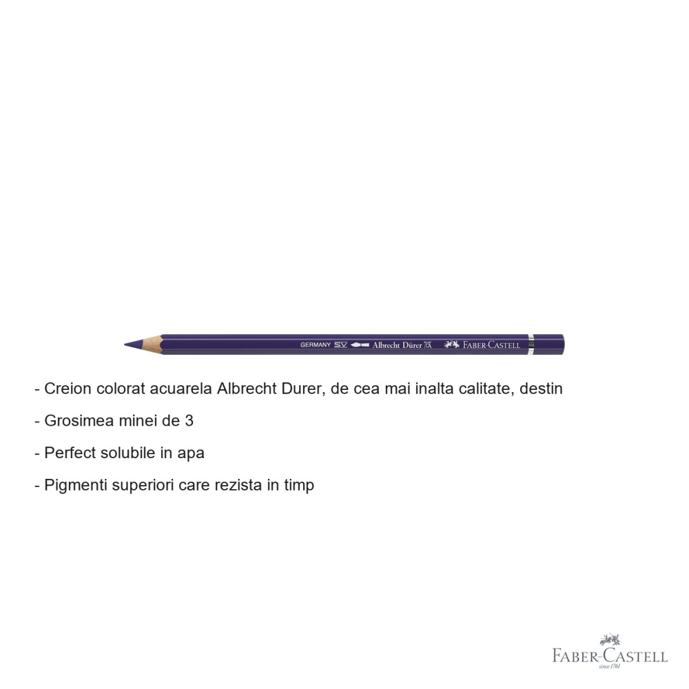 Creion colorat acuarela Faber-Castell Albrecht Durer mov 249, mina 3.8mm, pentru artisti profesionisti [2]
