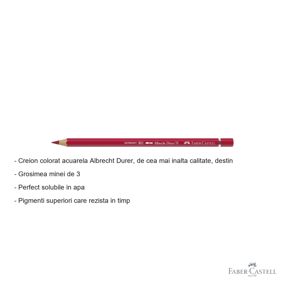 Creion colorat acuarela Faber-Castell Albrecht Durer rosu caramiziu 126, mina 3.8mm, pentru artisti [2]