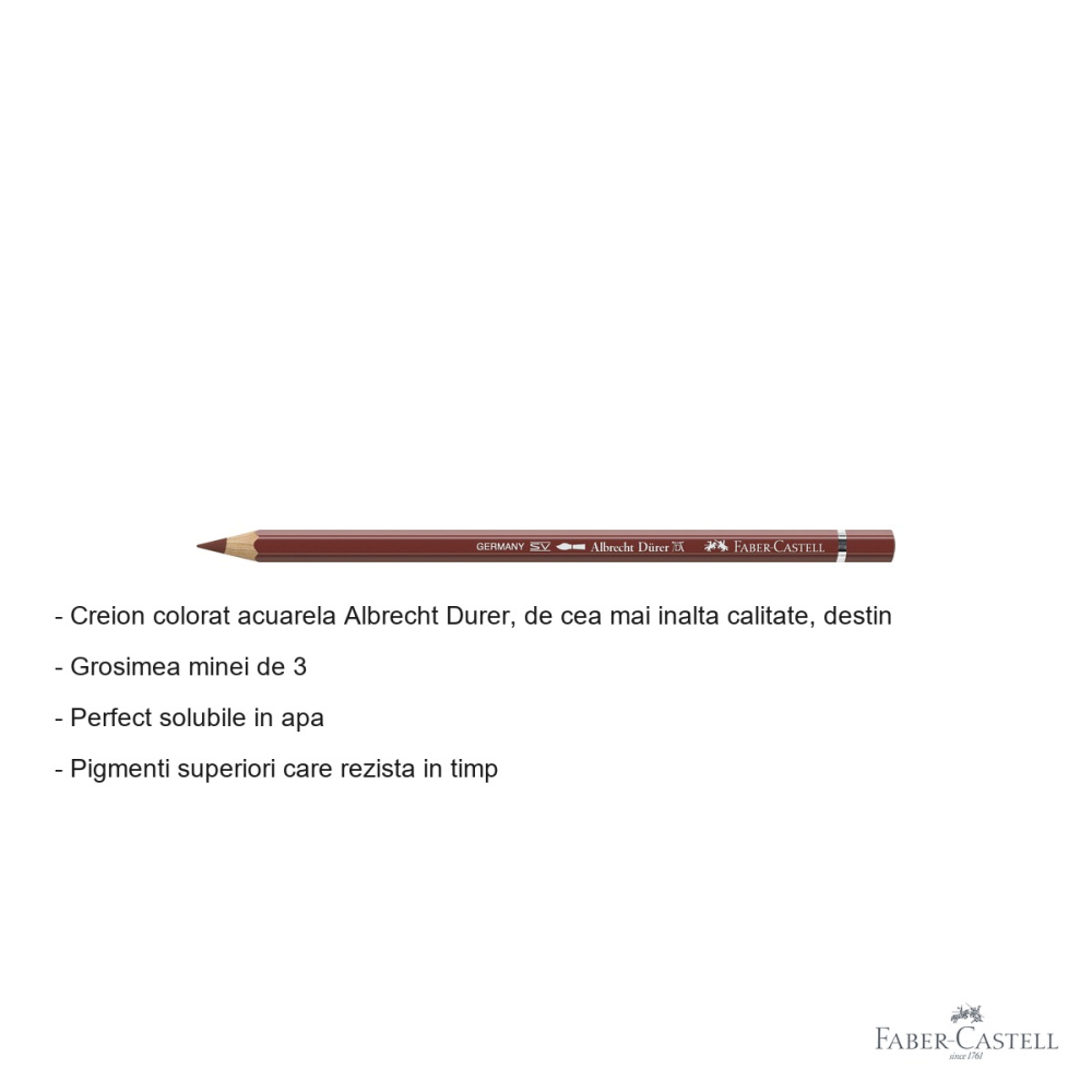 Creion colorat acuarela Faber-Castell Albrecht Durer rosu indian 192, mina 3.8mm, pentru artisti [2]