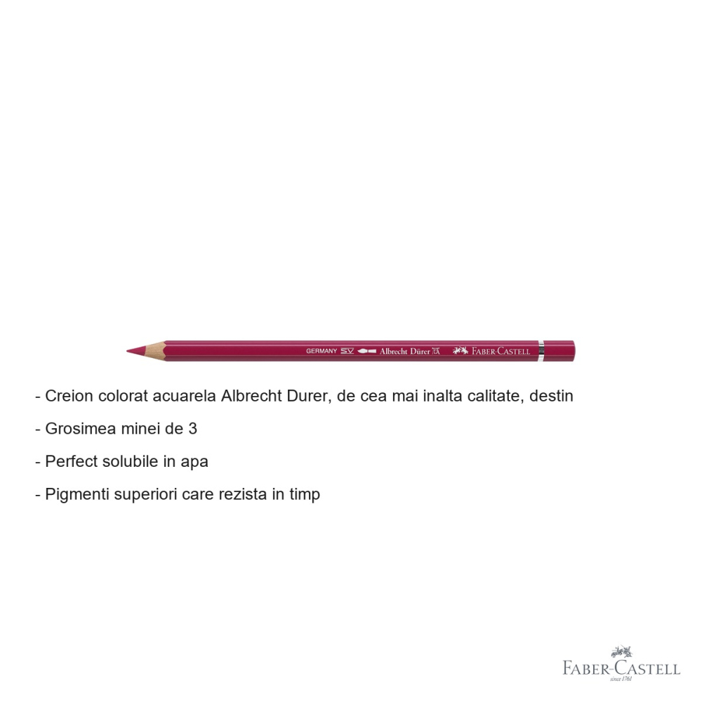 Creion colorat acuarela Faber-Castell Albrecht Durer roz caramiziu 127, mina 3.8mm, pentru artisti [2]