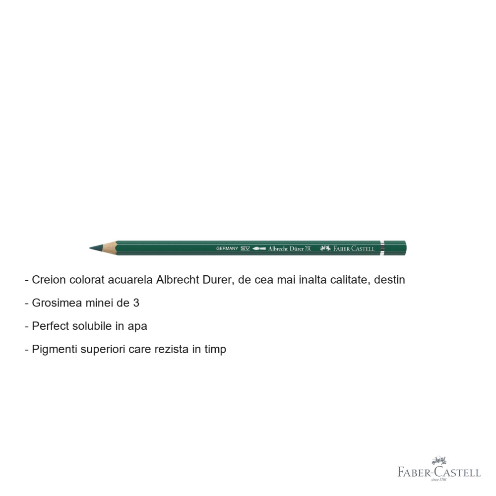 Creion colorat acuarela Faber-Castell Albrecht Durer verde 159, mina 3.8mm, pentru artisti profesionisti [2]