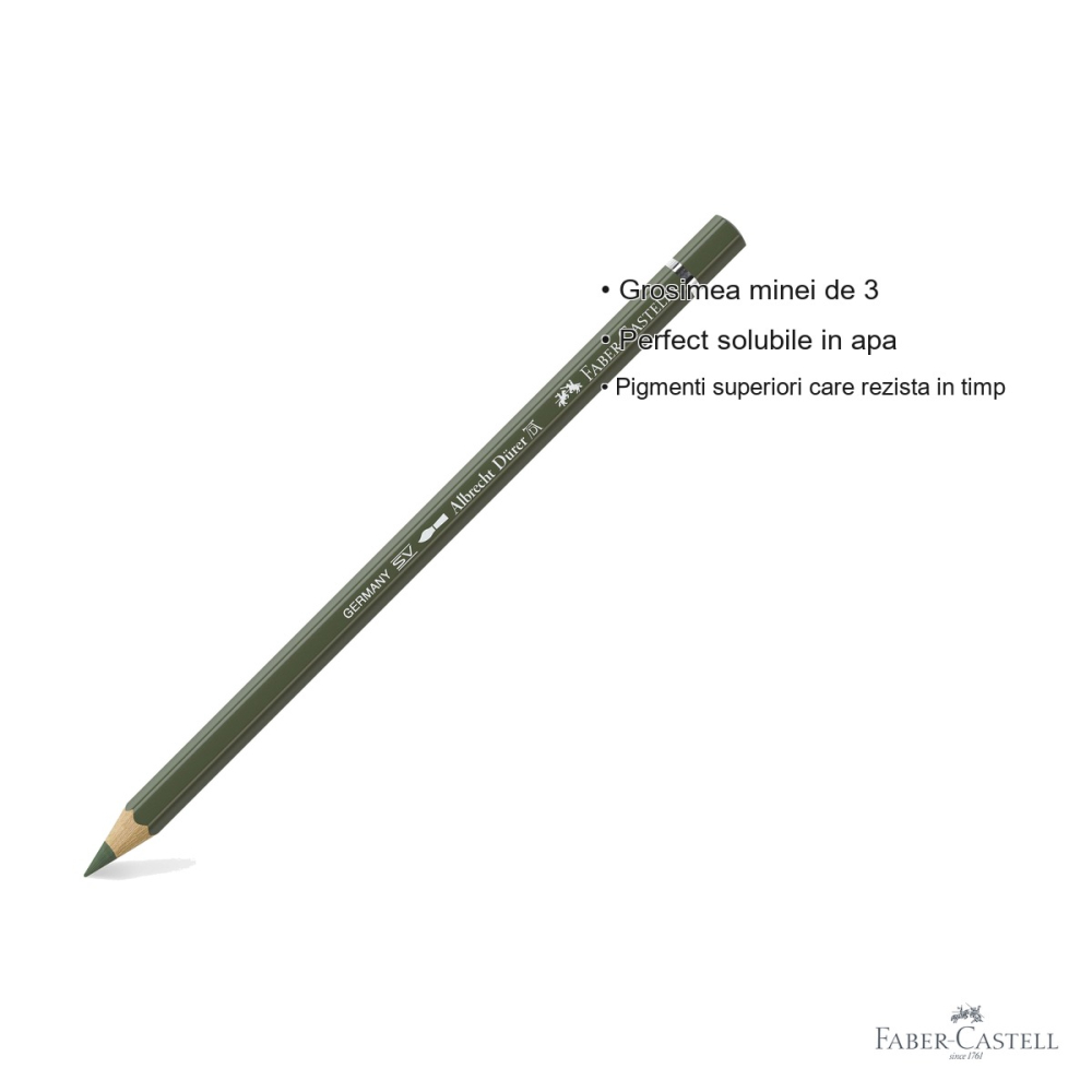 Creion colorat acuarela Faber-Castell Albrecht Durer, verde crom opac 174, mina 3.8mm, pentru artisti [3]