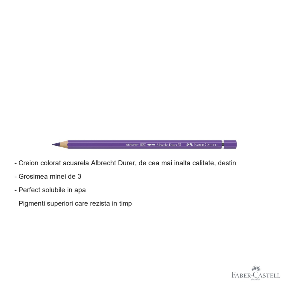 Creion colorat acuarela Faber-Castell Albrecht Durer violet 138, mina 3.8mm, pentru artisti profesionisti [2]