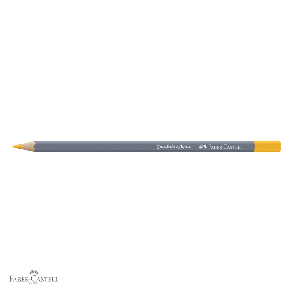 Creion colorat acuarela Faber-Castell Goldfaber 108 galben cadmiu inchis, mina 3.3mm solubila in apa [4]