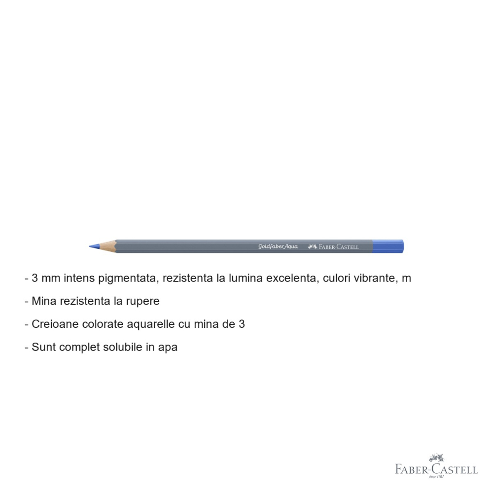 Creion colorat acuarela Faber-Castell Goldfaber 120 albastru ultramarin, mina 3.3mm [2]