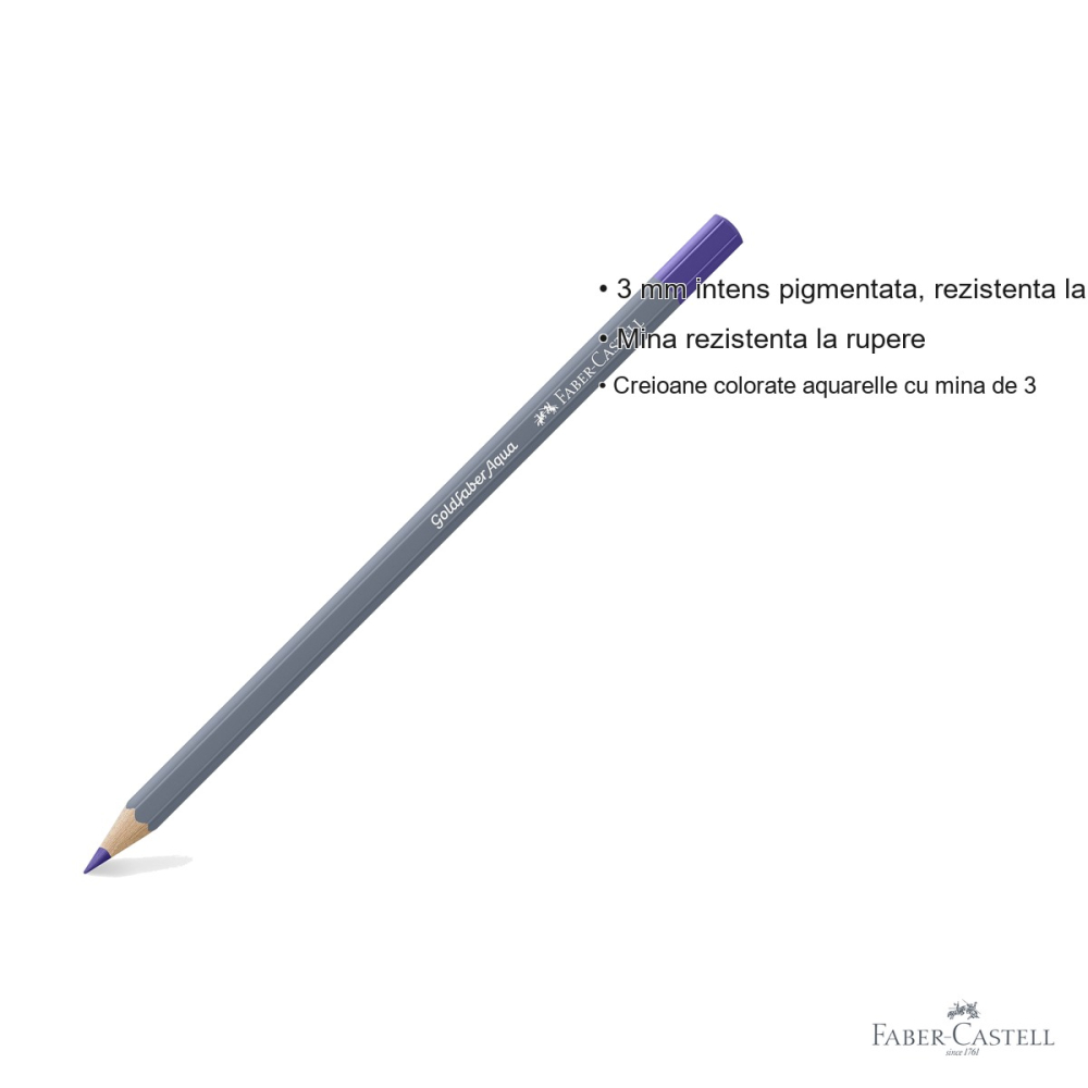 Creion colorat acuarela Faber-Castell Goldfaber 136 violet purpuriu, mina 3.3mm, solubil in apa [3]