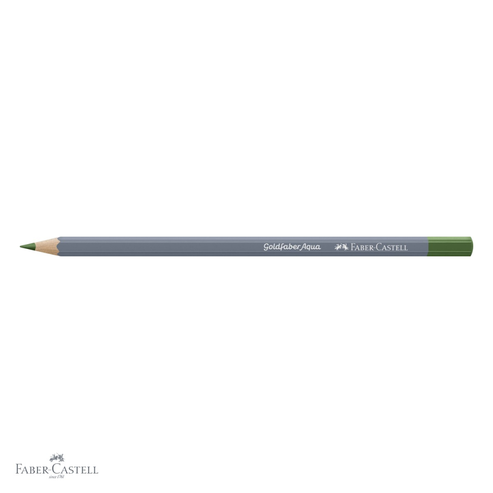 Creion colorat acuarela Faber-Castell Goldfaber 167, verde oliv, mina 3.3mm, solubil in apa [4]