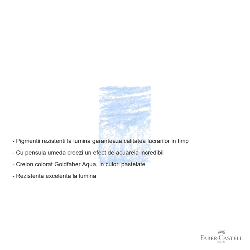 Creion colorat acuarela Faber-Castell Goldfaber Aqua albastru ciel pastel 446, mina 3.3mm, pentru tehnici mixte [2]