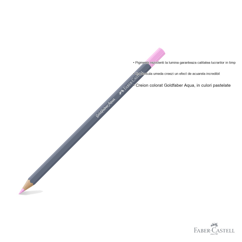 Creion colorat acuarela Faber-Castell Goldfaber Aqua magenta pastel 419, mina 3.3mm, pentru arta si ilustratie [3]