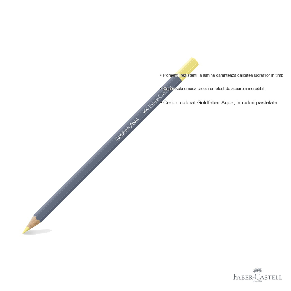 Creion colorat acuarela Faber-Castell Goldfaber galben crom pastel 406 pentru tehnici mixte [3]