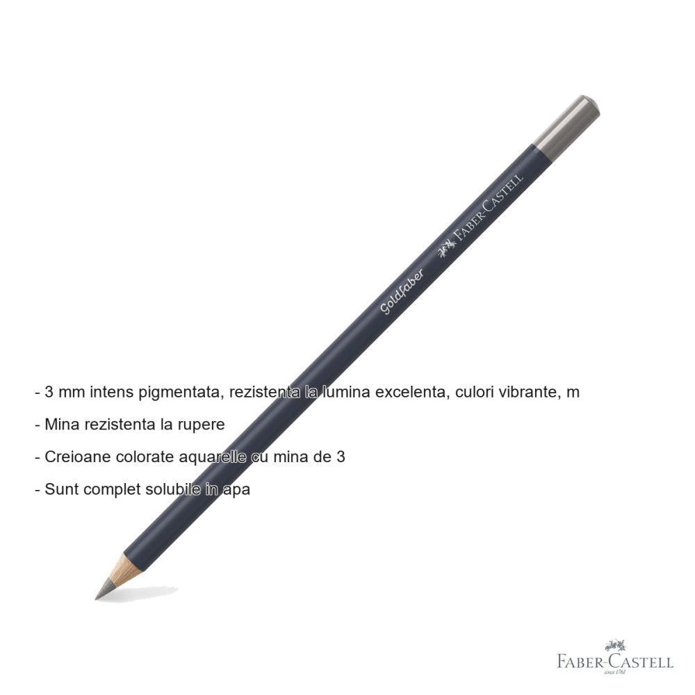 Creion colorat acuarela Faber-Castell Goldfaber gri cald IV, mina 3.3mm, solubil in apa [2]