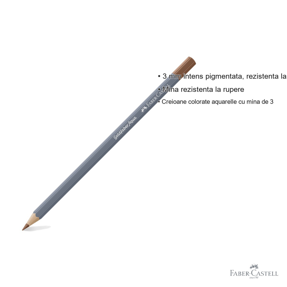 Creion colorat acuarela Faber-Castell Goldfaber maro sienna ars 283, mina 3.3mm solubila in apa [3]