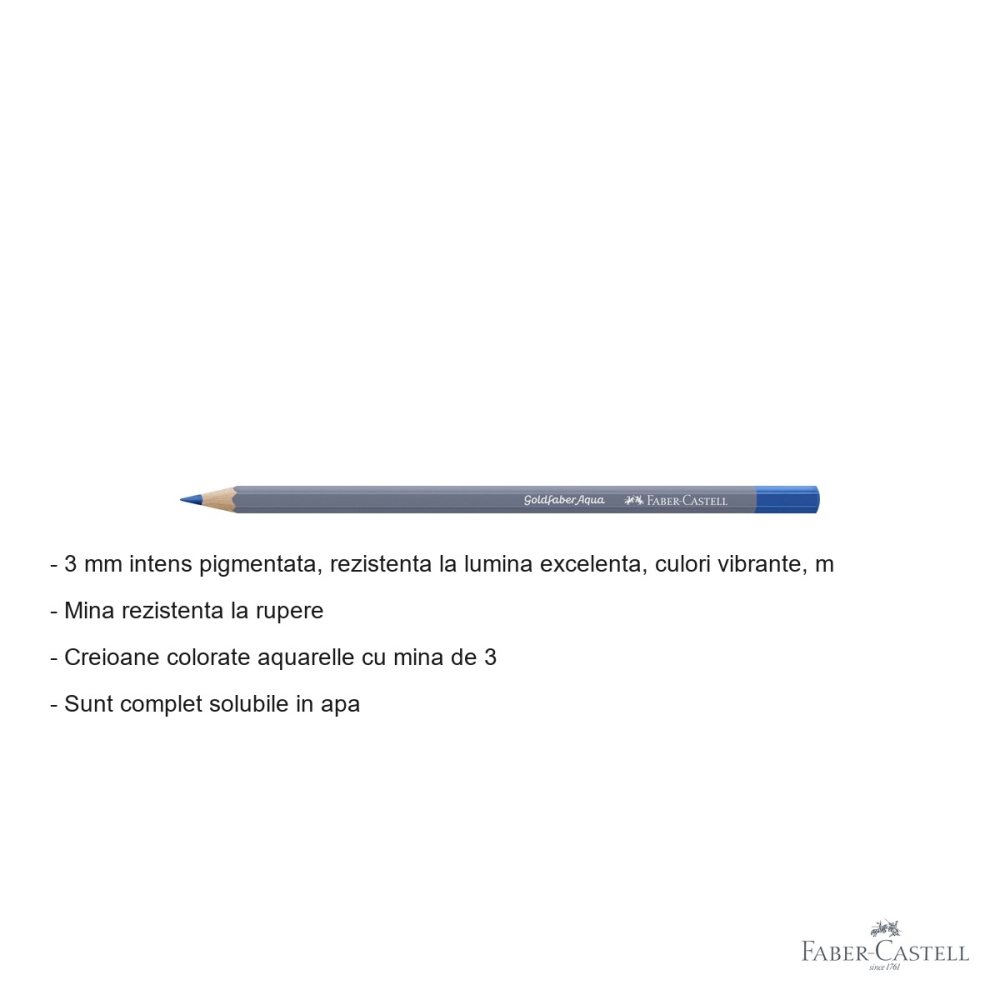 Creion colorat acuarela Faber-Castell Goldfaber, nuanta turcoaz albastrui 149, mina 3.3mm [2]