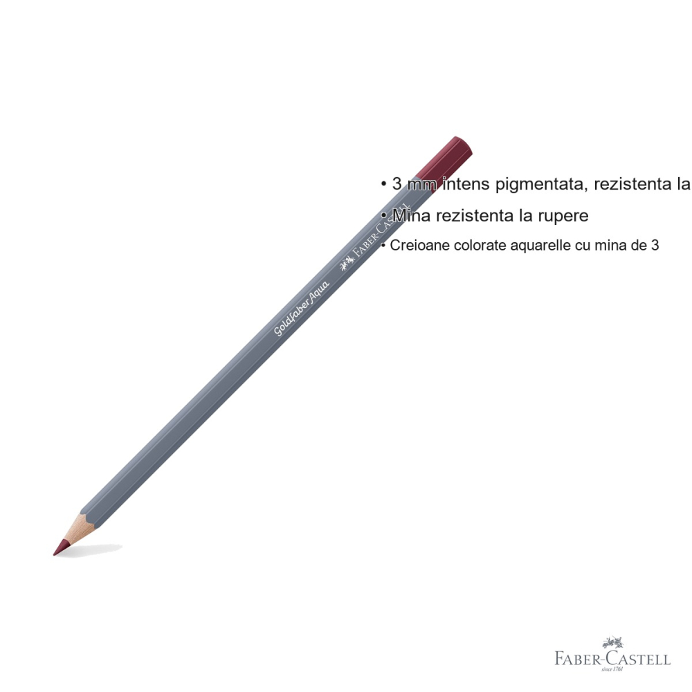 Creion colorat acuarela Faber-Castell Goldfaber rosu indian 192, mina 3.3mm, solubil in apa [3]