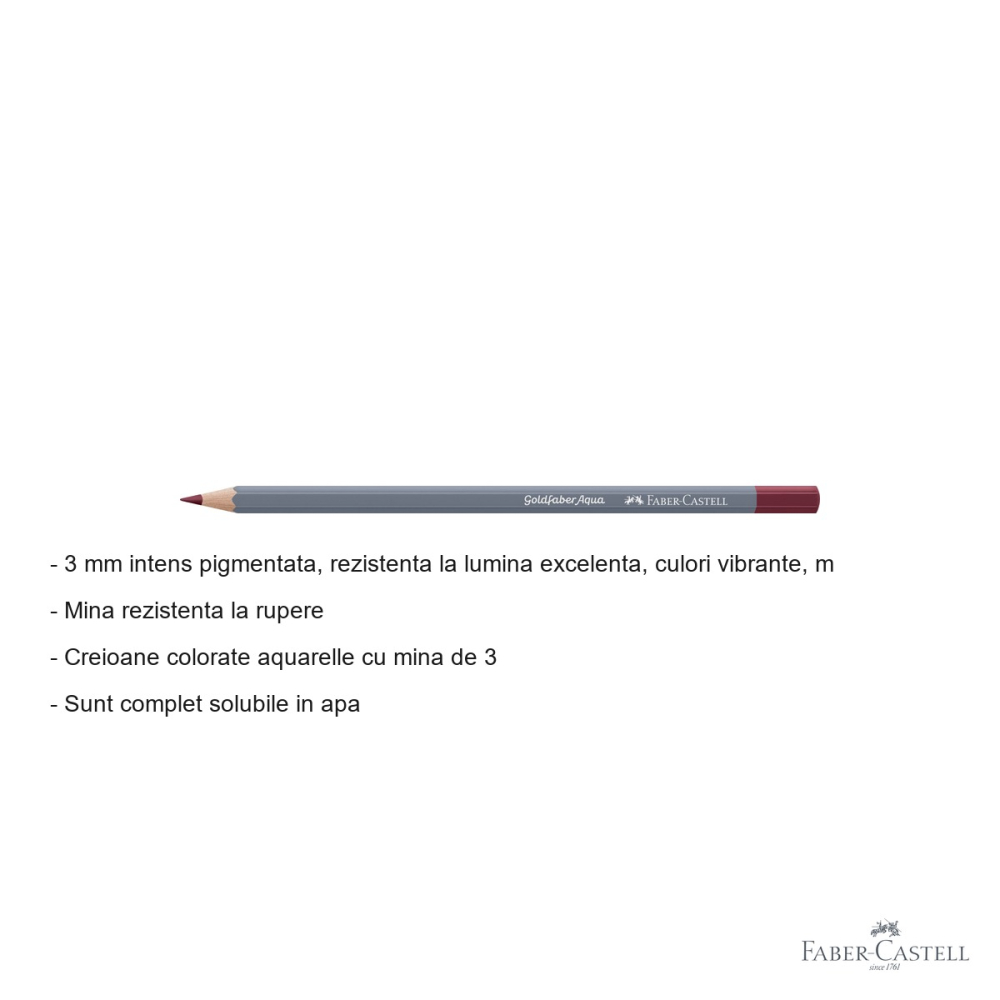 Creion colorat acuarela Faber-Castell Goldfaber rosu indian 192, mina 3.3mm, solubil in apa [2]