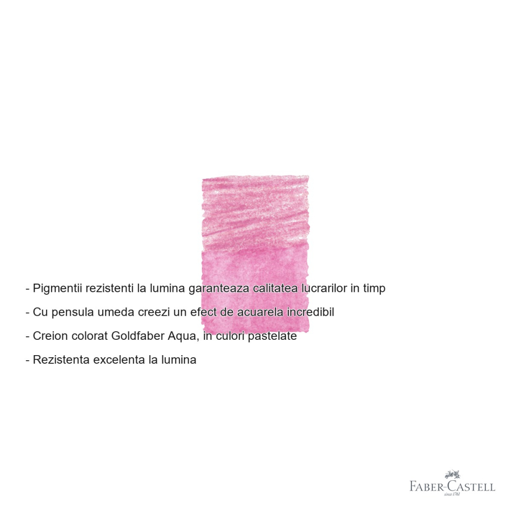 Creion colorat acuarela Faber-Castell Goldfaber rosu roib pastel 442, mina 3.3mm, pentru arta si ilustratie [2]