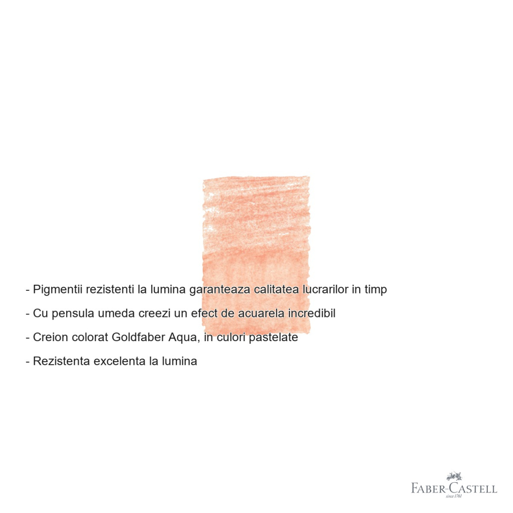 Creion colorat acuarela Faber-Castell Goldfaber rosu stacojiu pastel, mina 3.3mm, pentru tehnici mixte [2]