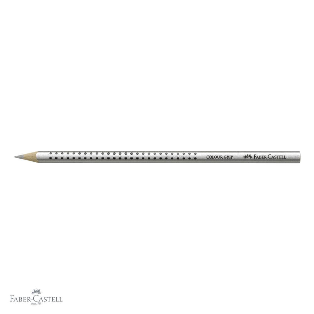 Creion colorat argintiu Faber-Castell Grip, forma triunghiulara ergonomica, pentru copii [4]