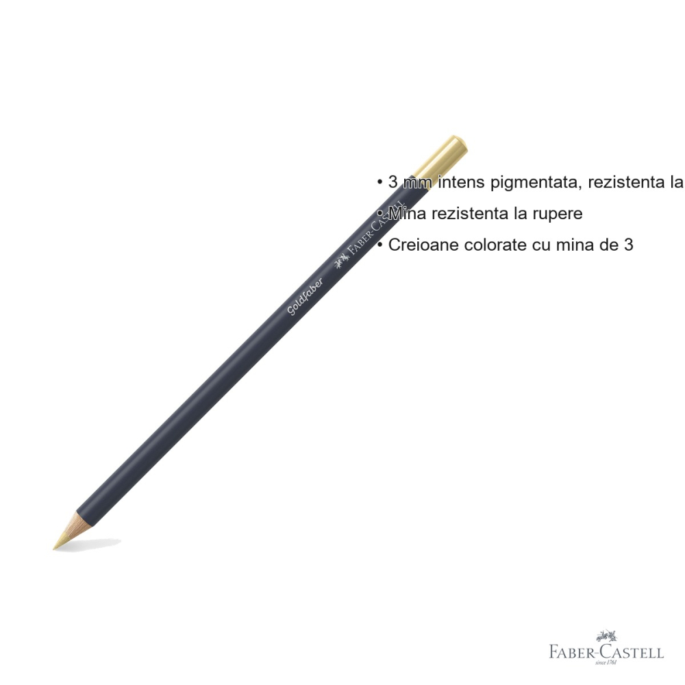 Creion colorat auriu Faber-Castell Goldfaber 250, mina 3.3 mm pigmentata intens, pentru desen si arta [3]