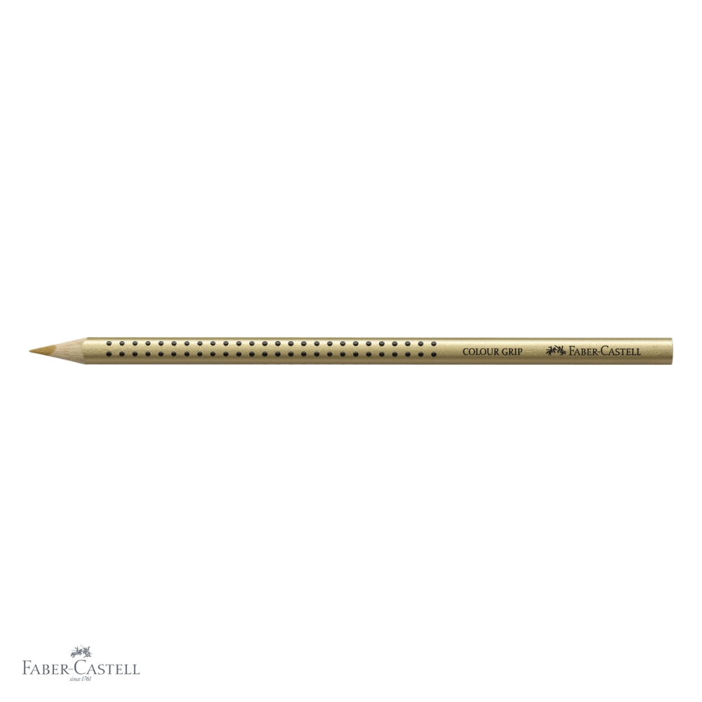 Creion colorat auriu Faber-Castell Grip, forma triunghiulara ergonomica, pentru copii [4]