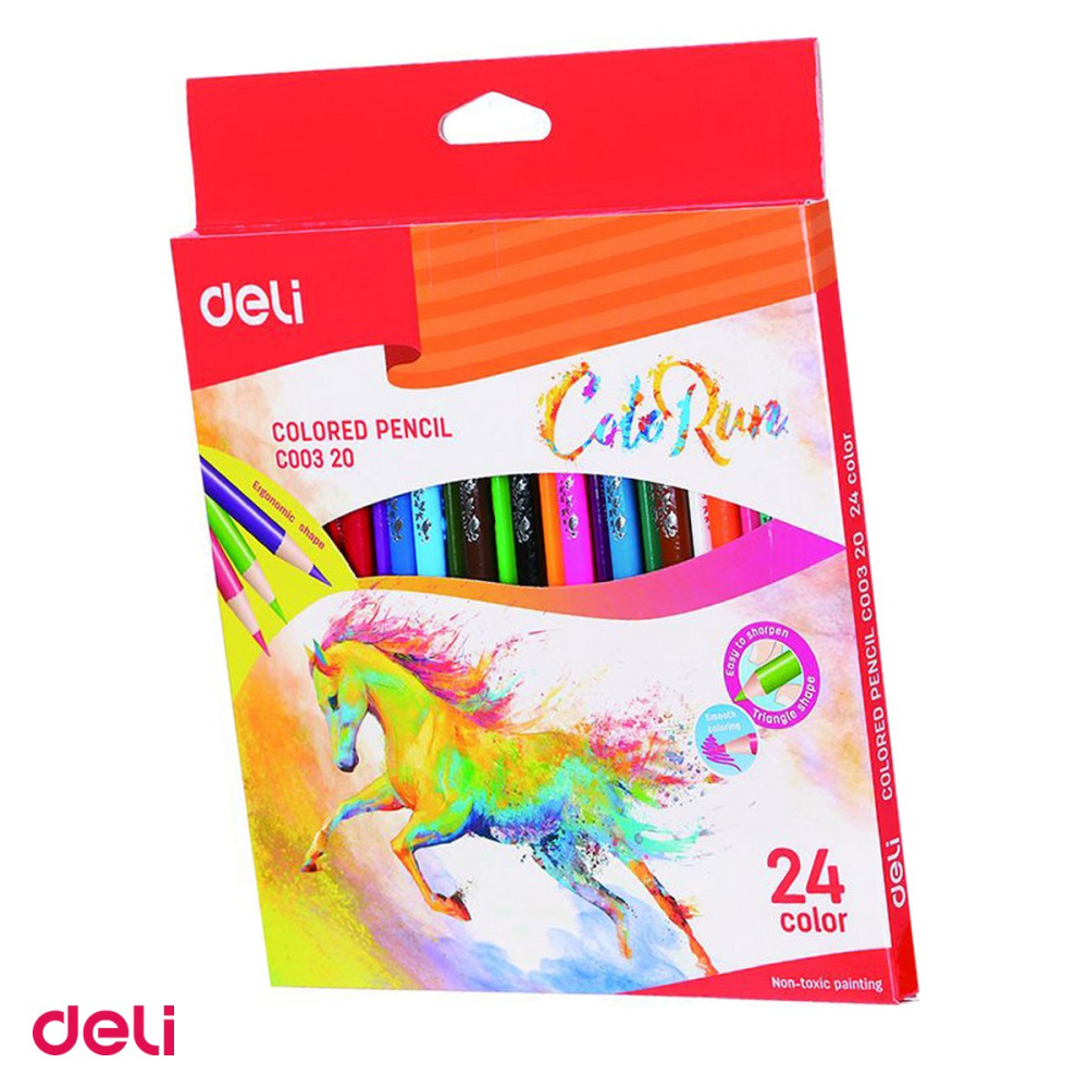 Creion colorat Deli, cu varf triunghiulare, creioane 24 culori colorun [1]