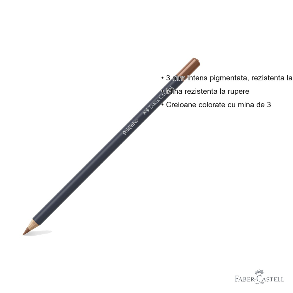 Creion colorat Faber-Castell Goldfaber, maro sienna, mina 3.3 mm pigmentata intens, pentru desen si arta [3]