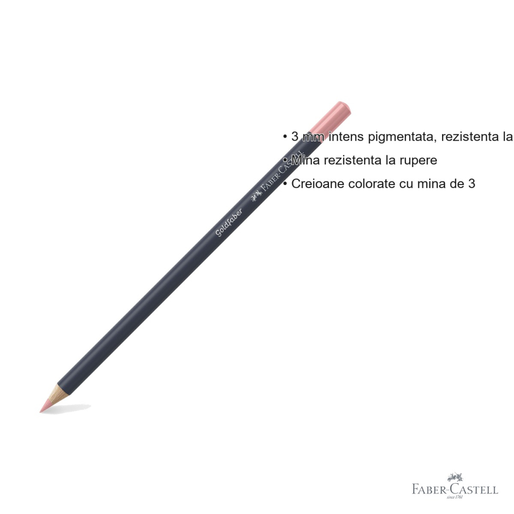 Creion colorat Faber-Castell Goldfaber, nuanta Flesh Mediu 131, mina moale intens pigmentata, pentru arta si ilustratie [3]