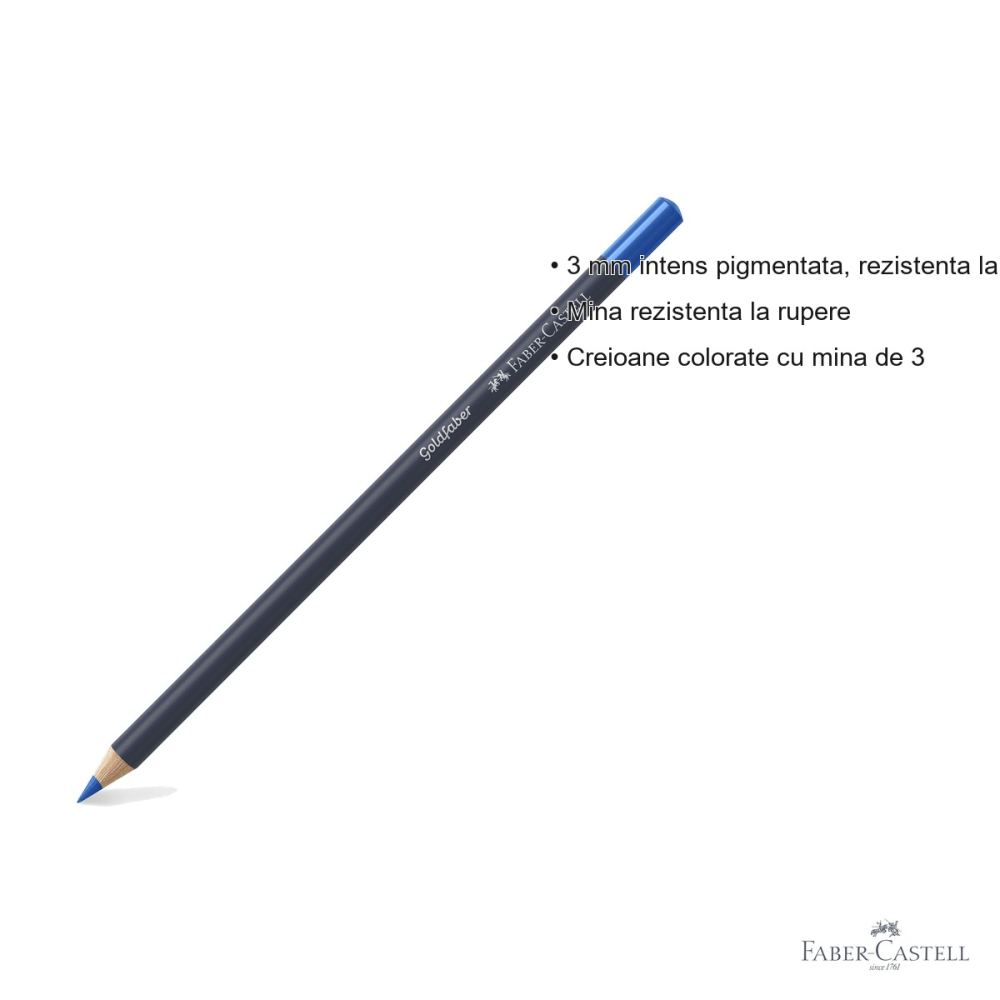 Creion colorat Faber-Castell Goldfaber, nuanta turcoaz albastrui 149, mina moale pigmentata intens, pentru desen si arta [3]