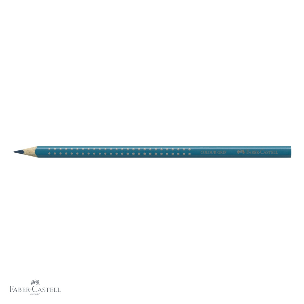 Creion colorat Faber-Castell Grip 2001, culoare turcoaz cobalt, forma triunghiulara ergonomica, pentru copii [4]