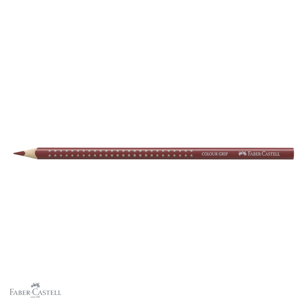 Creion colorat Faber-Castell Grip, culoare rosu indian, forma triunghiulara ergonomica, pentru copii [4]