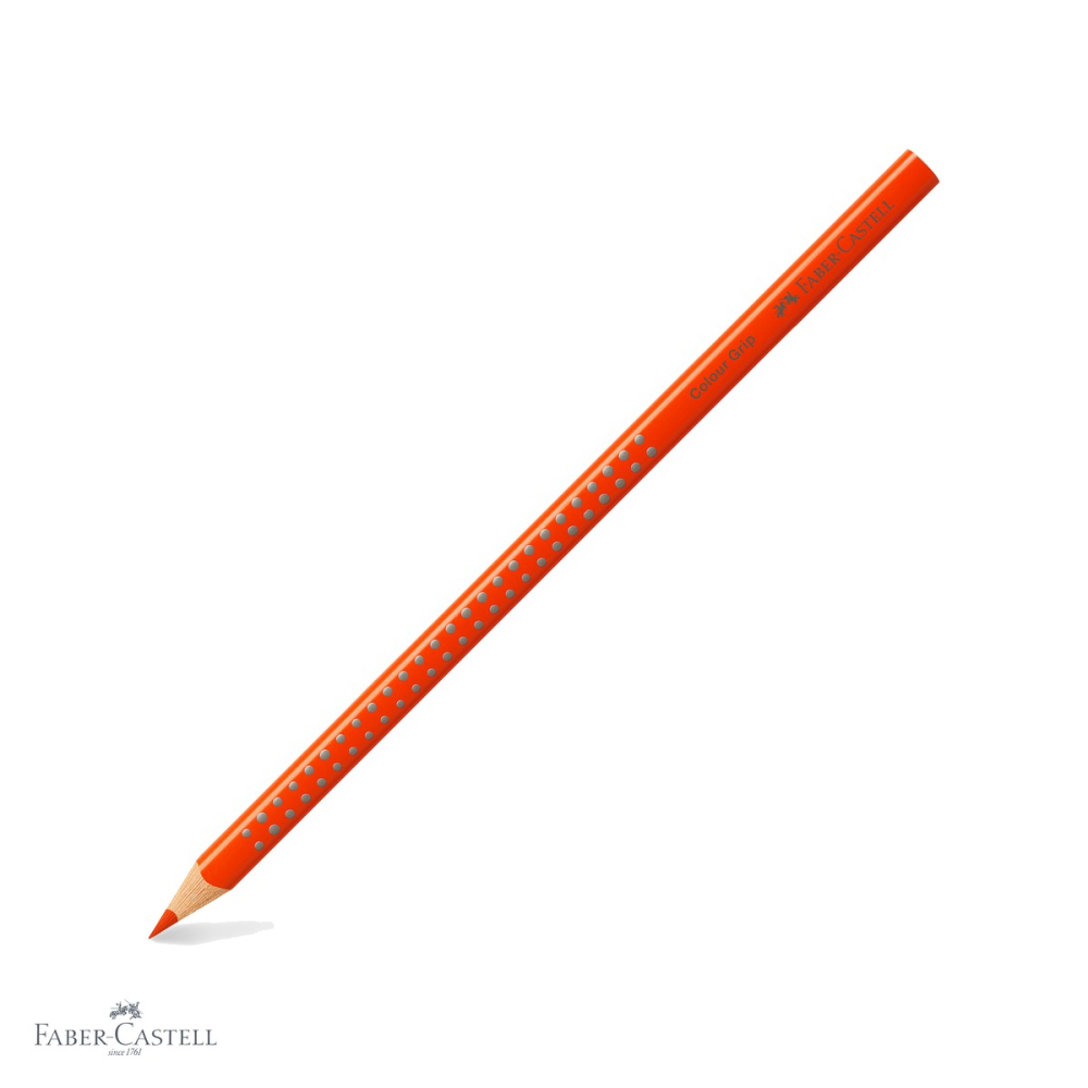 Creion colorat Faber-Castell Grip portocaliu, forma triunghiulara ergonomica, pentru copii [1]