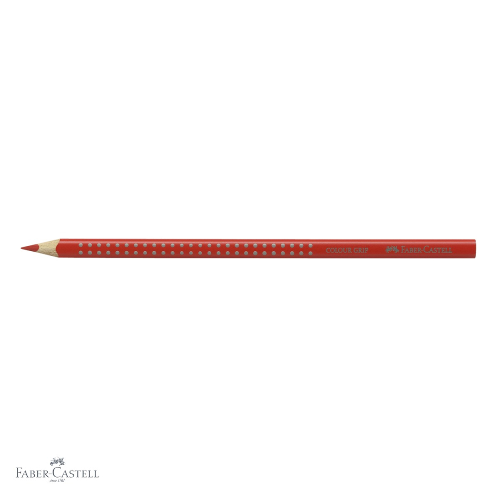 Creion colorat Faber-Castell Grip, rosu intens, forma triunghiulara ergonomica, pentru copii [4]