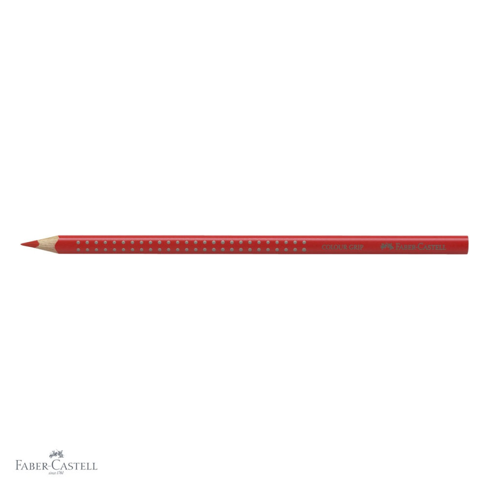Creion colorat Faber-Castell Grip, rosu scarlet, forma triunghiulara ergonomica, pentru copii [4]