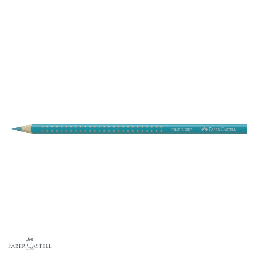 Creion colorat Faber-Castell Grip verde cobalt, forma triunghiulara ergonomica, pentru copii [4]
