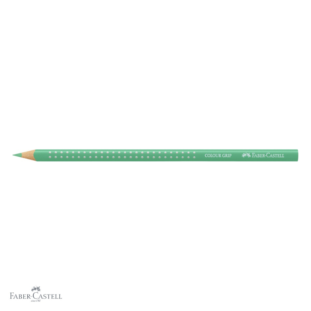 Creion colorat Faber-Castell Grip, verde phtalo deschis, forma triunghiulara ergonomica, pentru copii [4]