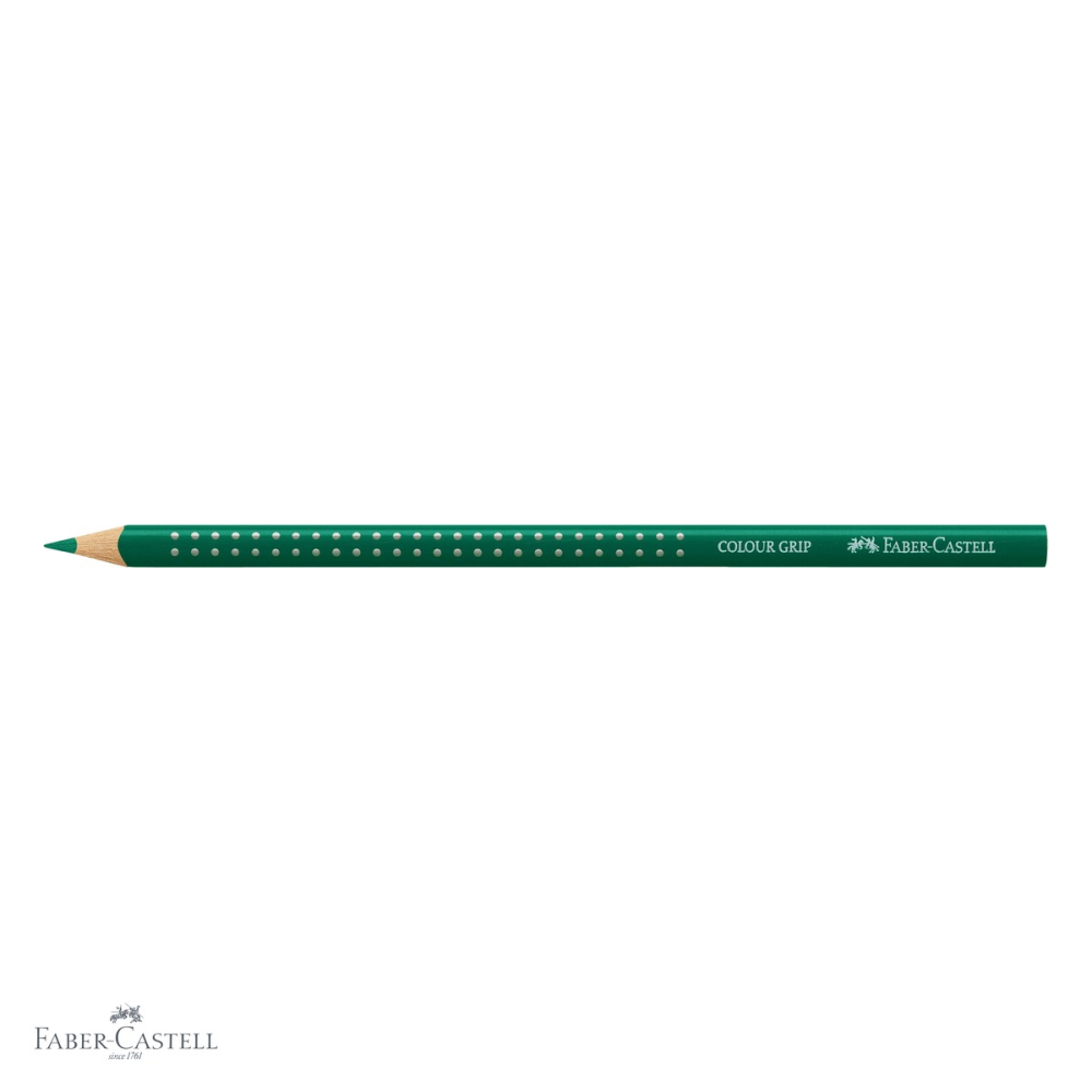 Creion colorat Faber-Castell Grip, verde phtalo, forma triunghiulara ergonomica, pentru copii [4]