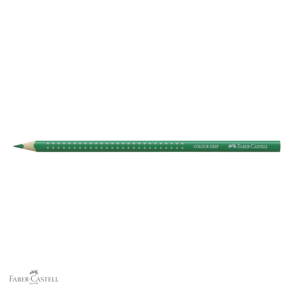 Creion colorat Faber-Castell Grip, verde smarald, forma triunghiulara ergonomica, pentru copii [4]