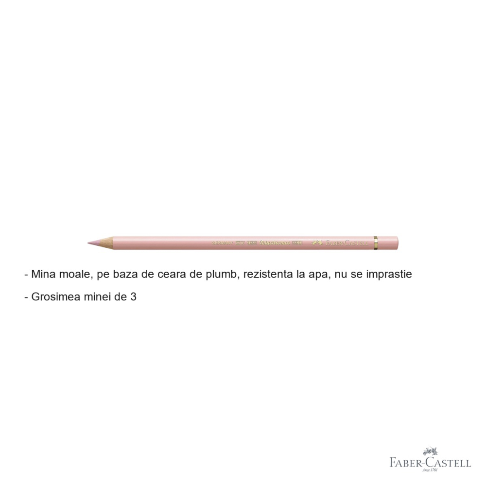 Creion colorat Faber-Castell Polychromos Flesh Mediu, mina moale pe baza de ceara, rezistent la apa, pentru artisti [2]