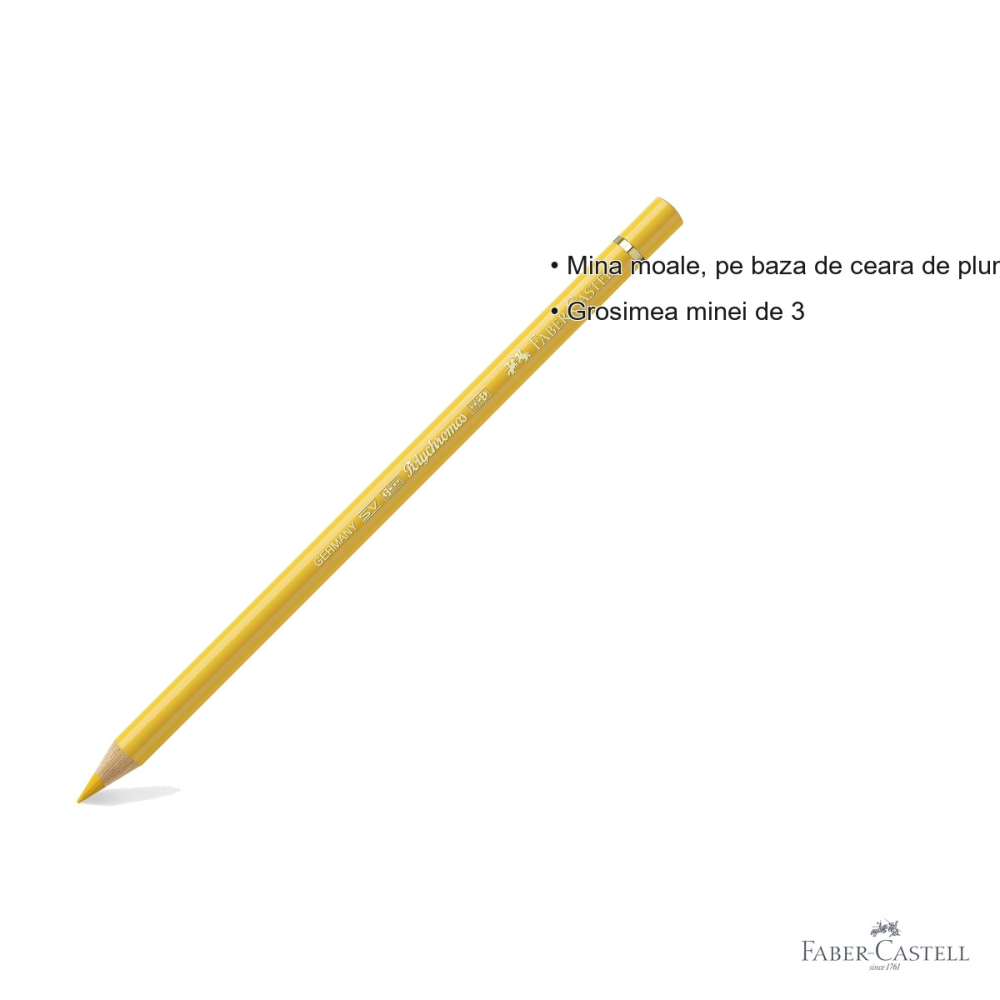 Creion colorat Faber-Castell Polychromos galben cadmium inchis, mina moale pe baza de ceara, pentru artisti [3]